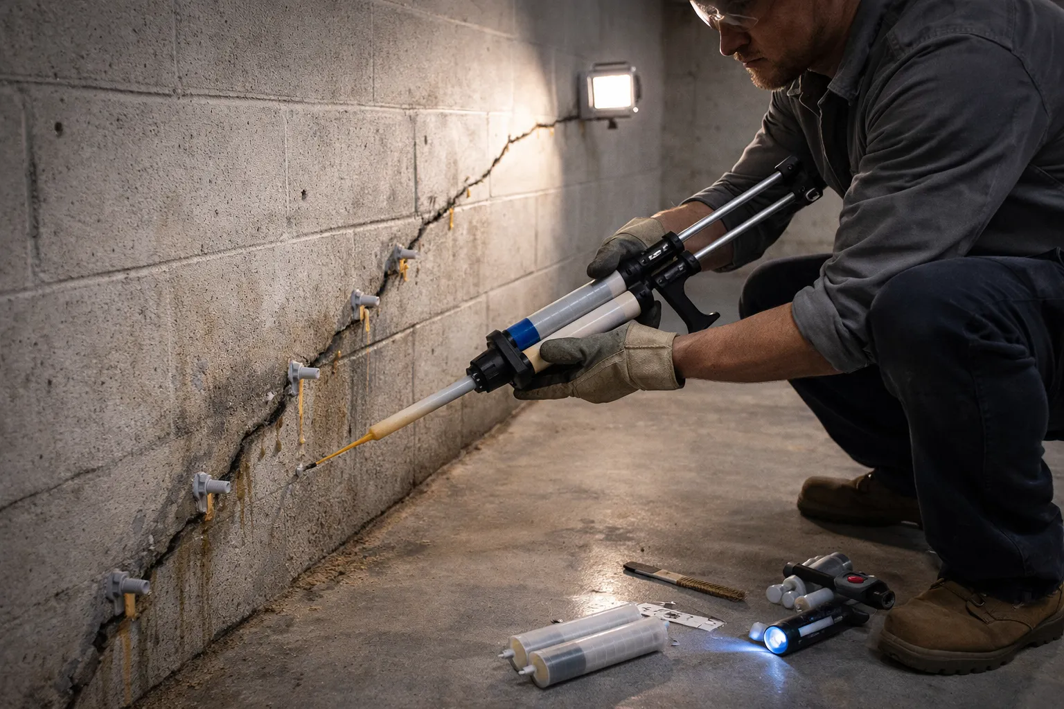 Foundation crack repair professional